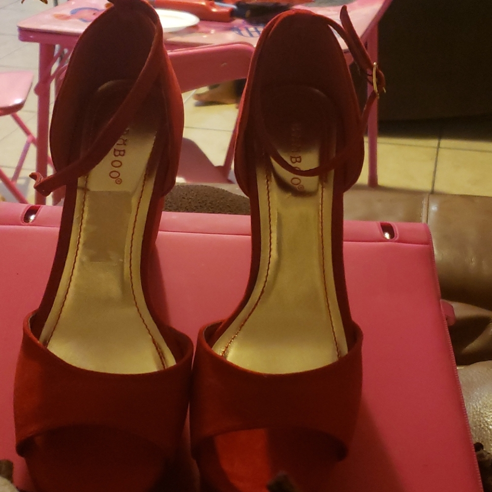 Red wedge sandal heels